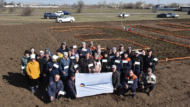 В окрестностях Кулунды высадили деревья в виде надписи «Энергия Победы»