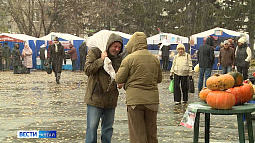 Мокрый снег не стал помехой для субботних продовольственных ярмарок в Барнауле