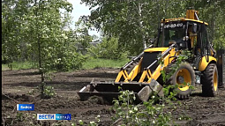 В Бийске на месте осушенного болота благоустраивают сквер