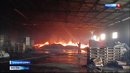 Сотрудники МЧС ликвидировали крупный пожар на складе в селе Заводское Троицкого района 