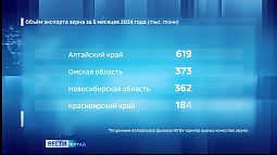 1,7 млн тонн зерновых культур отправили на экспорт сибирские регионы за пять месяцев этого года