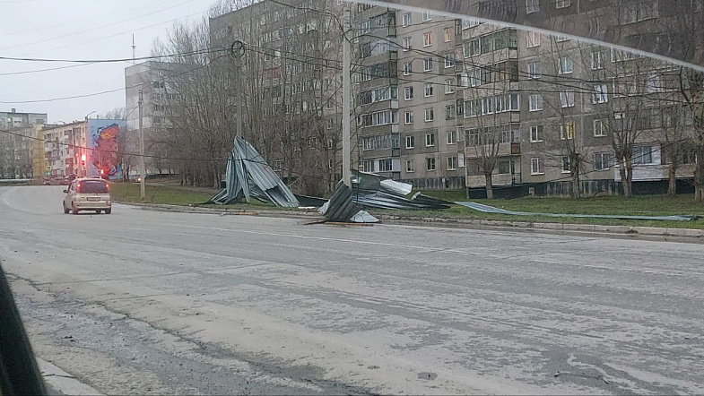 Последствия урагана на Алтае 19 ноября: сильный ветер срывает кровли домов, валит деревья