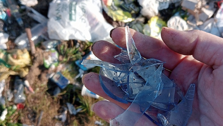 В Камне-на-Оби девушка-волонтёр регулярно убирает мусор с берега озера Рица